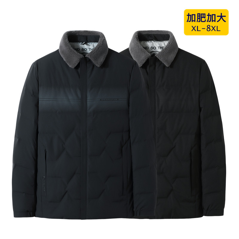 加肥大码胖子保暖白鸭绒外套爸爸冬装外套中老年宽松冬季羽绒服男