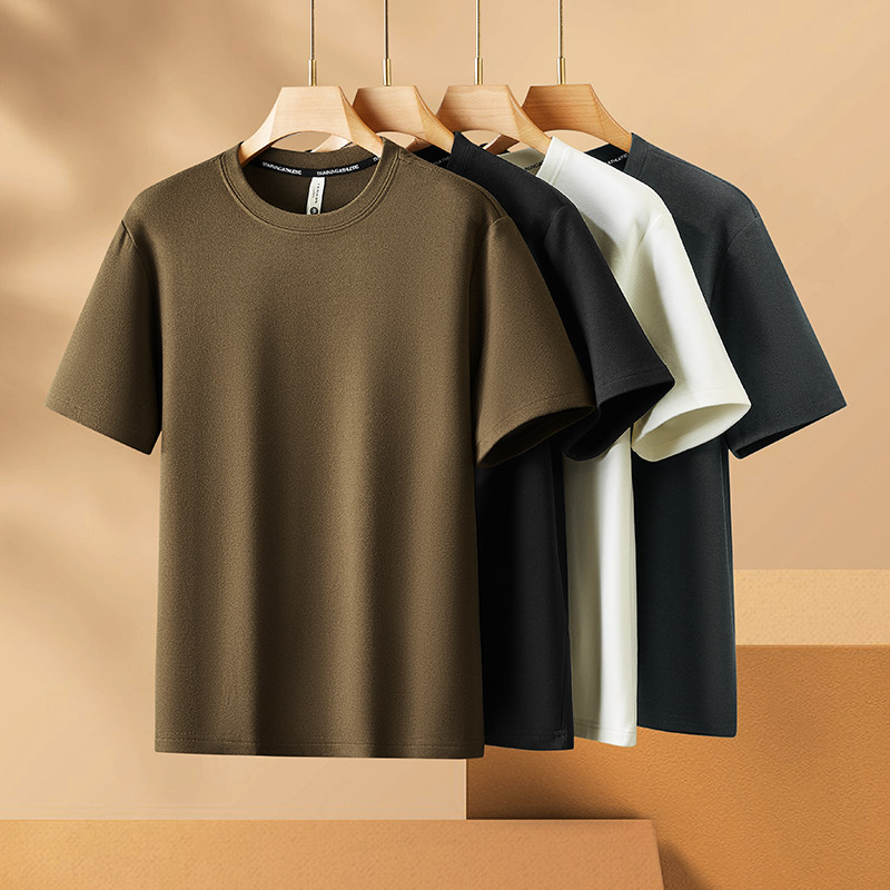 冬季胖男士双面德绒发热保暖内衣加肥大码宽松纯色内搭磨毛打底衫