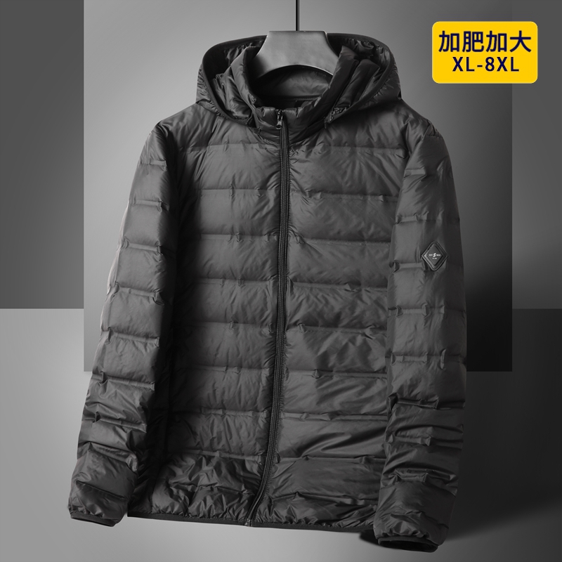 轻薄短款羽绒服男胖子宽松保暖加肥加大码秋冬连帽轻便羽绒袄外套