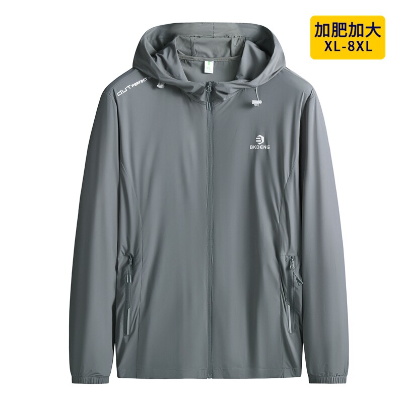 夏季薄款防晒衣男外套加肥加大码青年夹克宽松运动防晒服潮胖子