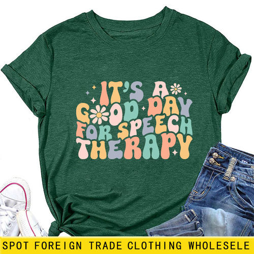 亚马逊跨境外贸it's a good day for speech新款时尚潮流短袖现货