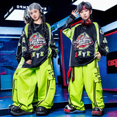 定制印字速干儿童街舞长袖 T恤演出服hiphop童装 男童嘻哈潮服bboy