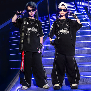 儿童演出服套装男童街舞嘻哈帅气个性潮装女童hiphop爵士舞蹈服装