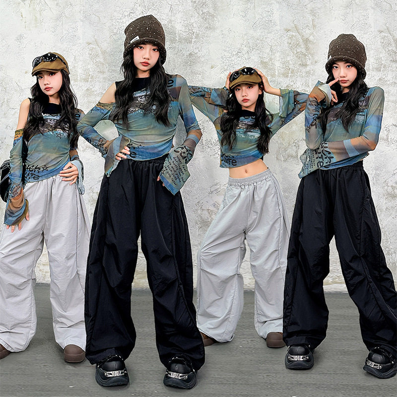 街舞儿童潮服女童美式hiphop嘻哈长袖卫衣酷套装少儿现代流行舞服