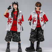 街舞儿童潮服男女孩嘻哈酷帅连帽坎肩少儿hiphop炸街潮酷演出bboy