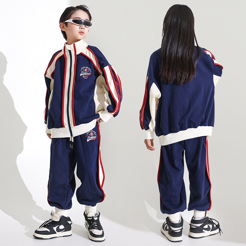 儿童运动服夹克外套潮服街舞演出服bboy嘻哈小学生春秋班服HIPHOP