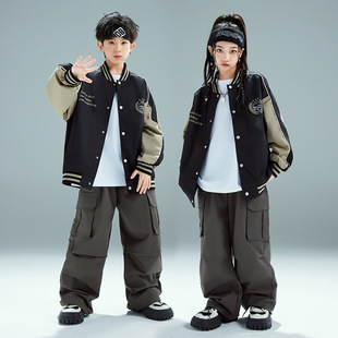 儿童街舞棒球服夹克外套popping潮服演出服男童bboy工装裤子套装