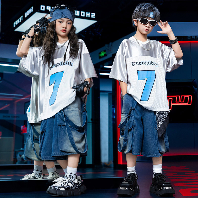 街舞儿童潮酷帅夏季短袖短裤套装少儿bboy洋气hiphop架子鼓演出服