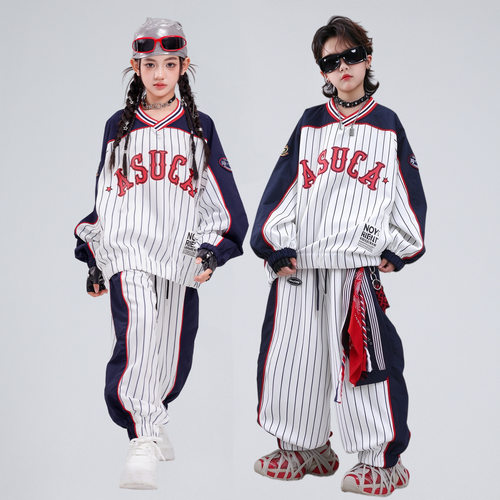 funky街舞儿童popping少儿小学生运动套装男童嘻哈风表演服hiphop