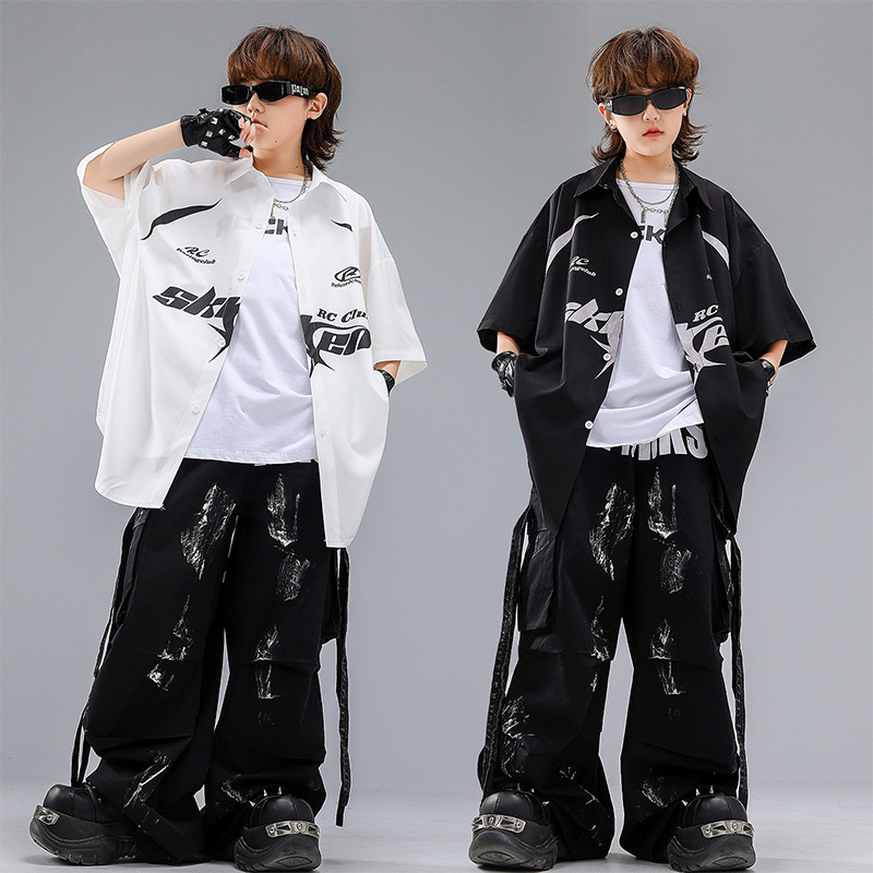 街舞儿童潮服嘻哈棒球短袖男童少儿六一hiphop演出服街舞popping