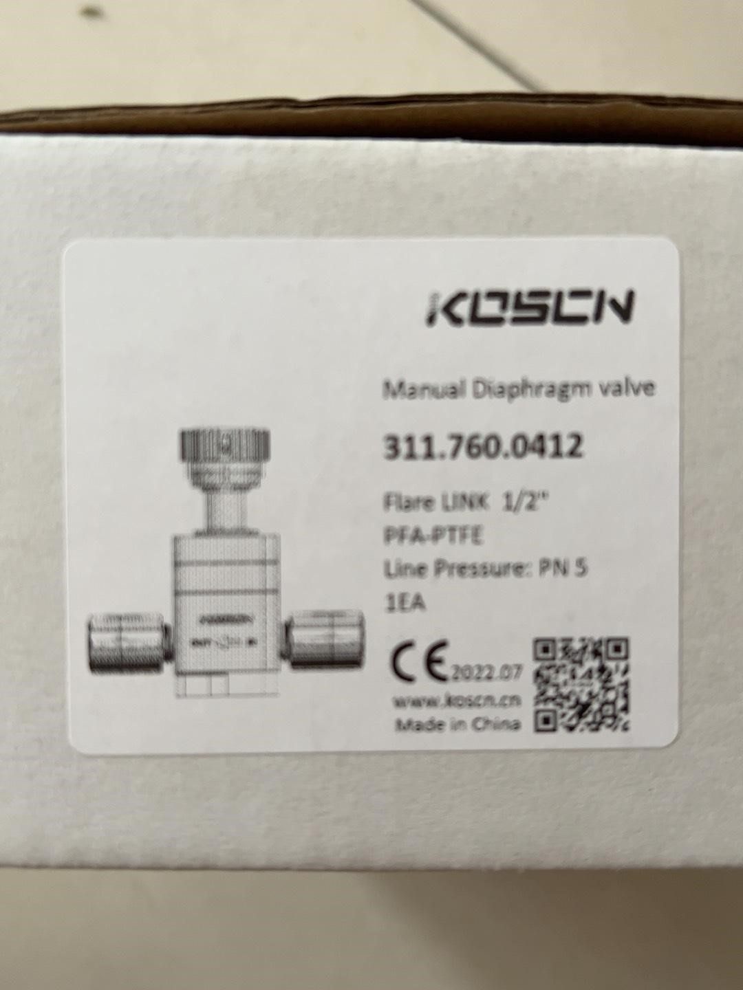 KOSCN科讯 全新PFA手动隔膜阀DV311 1/2扩口有