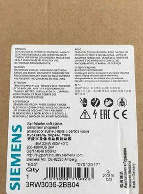 3RW3036-2BB04西门子正品包邮