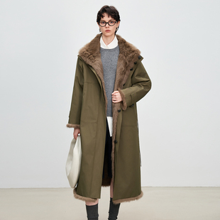 皮草派克服女长款兔毛内胆冬海宁2025新款皮毛一体外套大衣两面穿