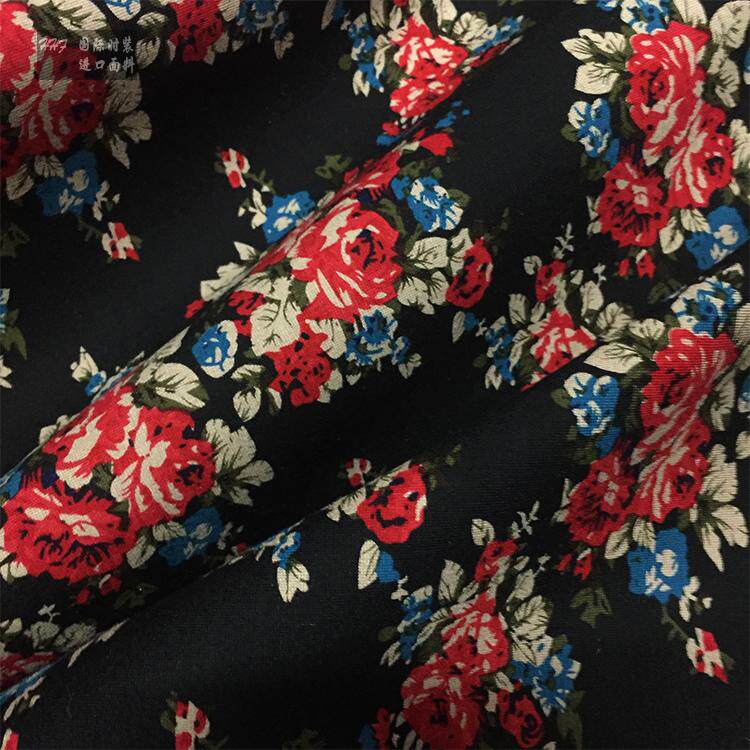 m*x客供重磅弹力纯棉针织布料高弹面料印花加厚全棉花色服装布料