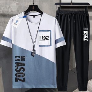 短袖T恤男套装夏季ins潮牌韩版潮流五分袖体恤学生痞帅青少年上衣