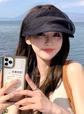 欧根纱防晒空顶帽子女防紫外线新款夏季优雅气质发箍遮阳帽女