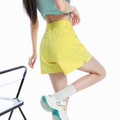 多巴胺柠檬黄牛仔短裤 夏天糖果色减龄高腰a字宽松热裤 女爆款 新款