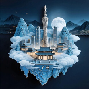 广州塔城市建筑小蛮腰磁吸冰箱贴金属立体造型旅游纪念品装饰磁贴