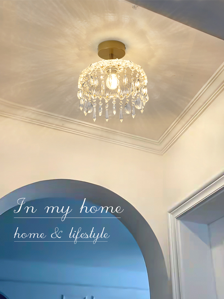 轻奢水晶入户玄关小吊灯门口走廊走道灯法式艺术阳台装饰氛围高级