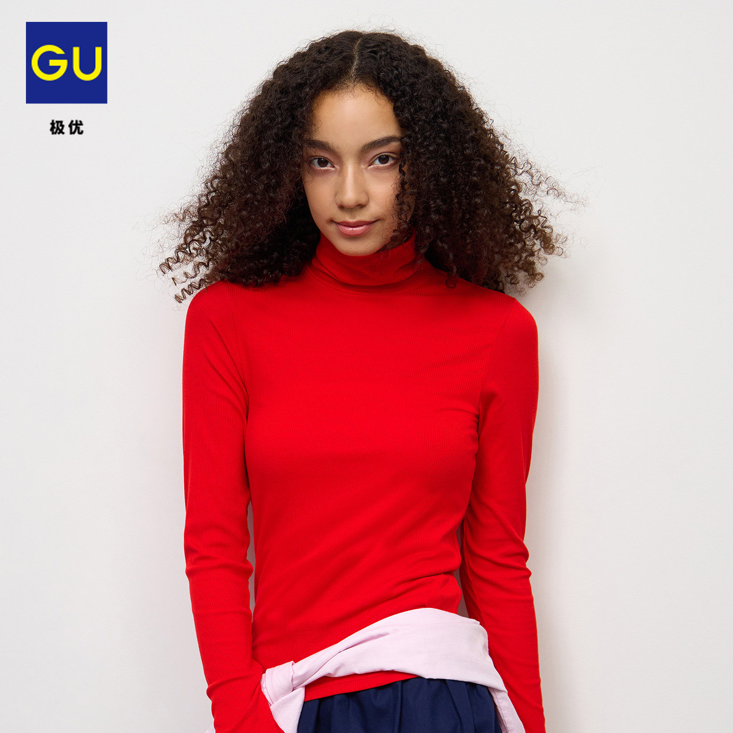 GU极优 女装温暖罗纹两翻领T恤长袖休闲2026年秋季新品 B360579
