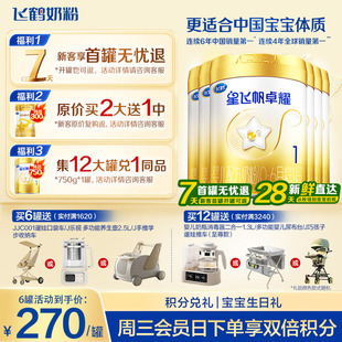育儿补贴 酪蛋白奶源750g6罐 飞鹤星飞帆卓耀1段婴儿牛奶粉A2β
