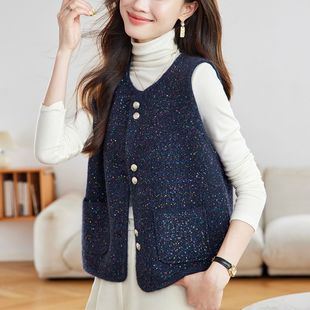 漂亮洋气马夹背心女外搭时尚高级感针织坎肩外套春秋短款时髦马甲