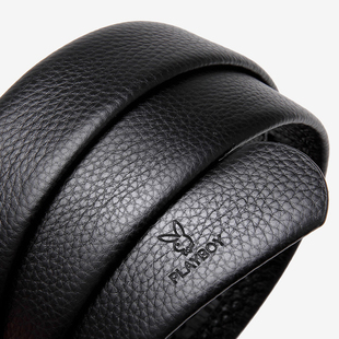 花花公子男士 带无扣头腰带 腰带自动扣头层牛皮带身3.5cm宽真皮裤