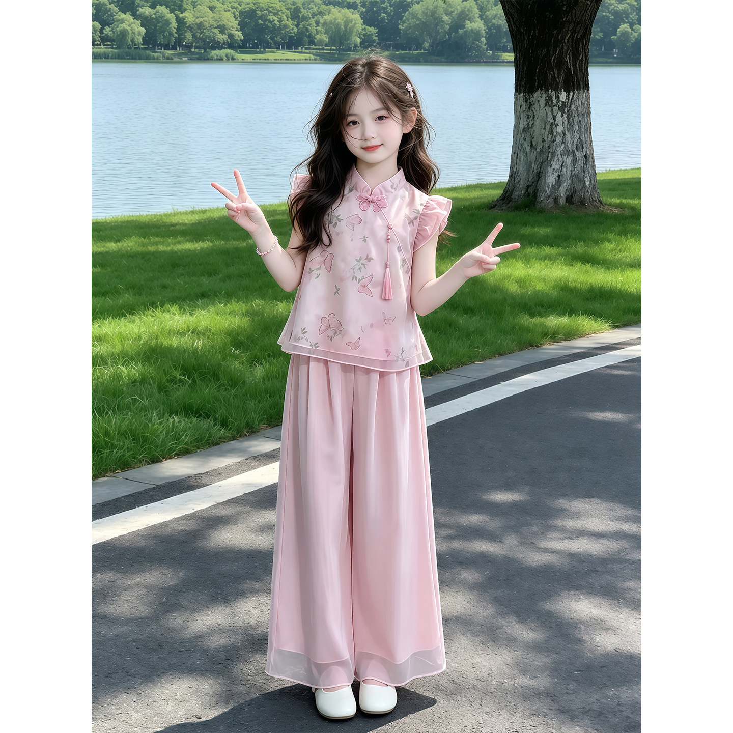 女童夏季新中式汉服两件套新款图片