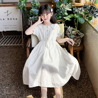 女童夏季连衣裙儿童夏装白色公主裙12岁大童裙子女孩夏款法式长裙