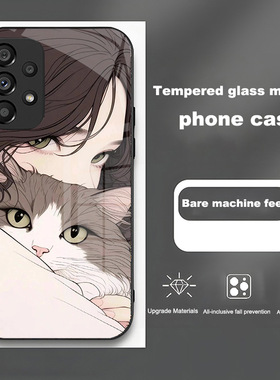 15plus苹果14SamsungS25三星S24fe猫咪A55手机壳S22ultra女s23u加54可爱21+M53case52适用34玻璃73小米16女生