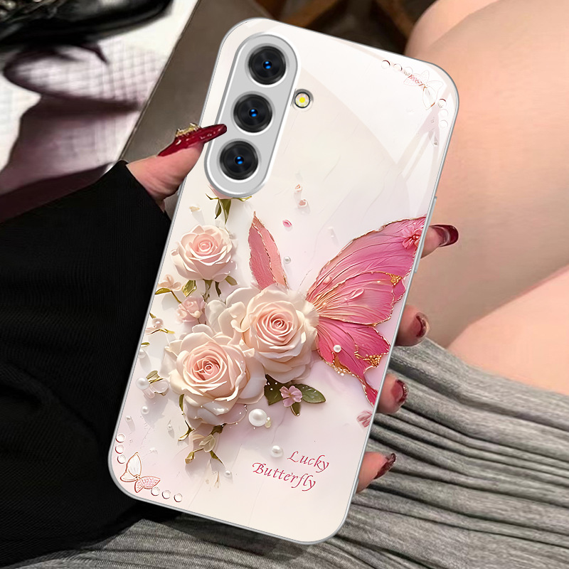 15plus苹果17SamsungS25三星S23fe手机壳A56加S24ultra女22u挂绳54玻璃53case35适用52玫瑰55蝴蝶21+36高级16