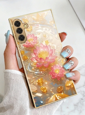 A56苹果17男SamsungS25+三星S23ultra手机壳26加S24fe莲花22u荷花54玻璃53case55适用16plus女21发财14外73硬