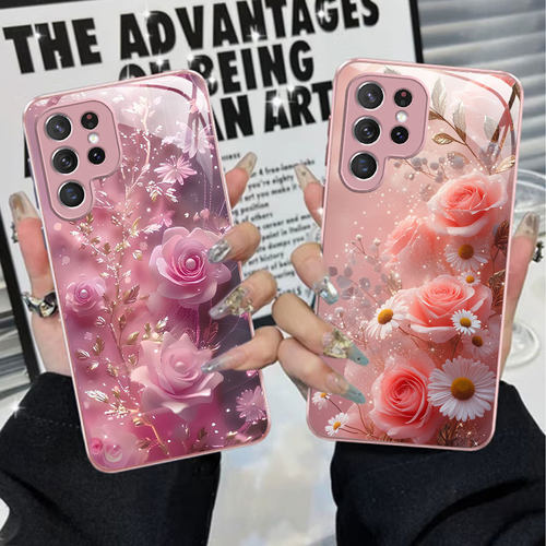 A56苹果17SamsungS25+三星S26ultra手机壳23加S24fe玫瑰花22u花14玻璃13case55适用16plus女21高级感15高颜值