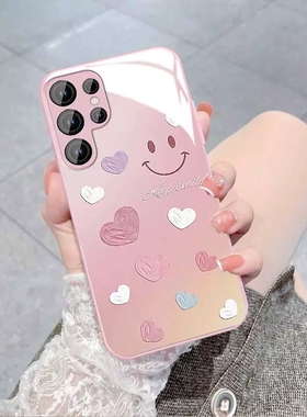 Samsungs加S24caseA55三星手机壳S25ultra女u笑脸适用s23fe油画爱心A54玻璃34苹果A52全包PLUS挂绳A53男22+14