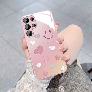 Samsungs加S24caseA55三星手机壳S25ultra女u笑脸适用s23fe油画爱心A54玻璃34苹果A52全包PLUS挂绳A53男22