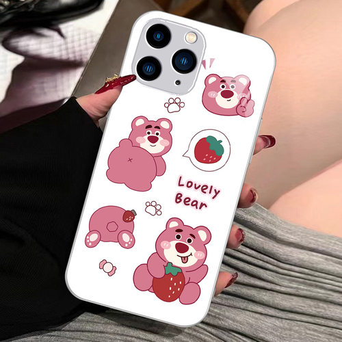 20plus8苹果14SamsungS25u草莓熊12可爱13三星S24fe手机壳S23ultra女s22+男a54全包21加53玻璃case52适用34套