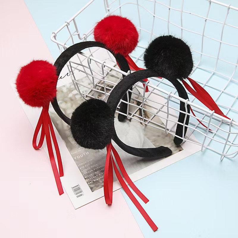 发光可爱哪吒发箍毛球丸子头发卡