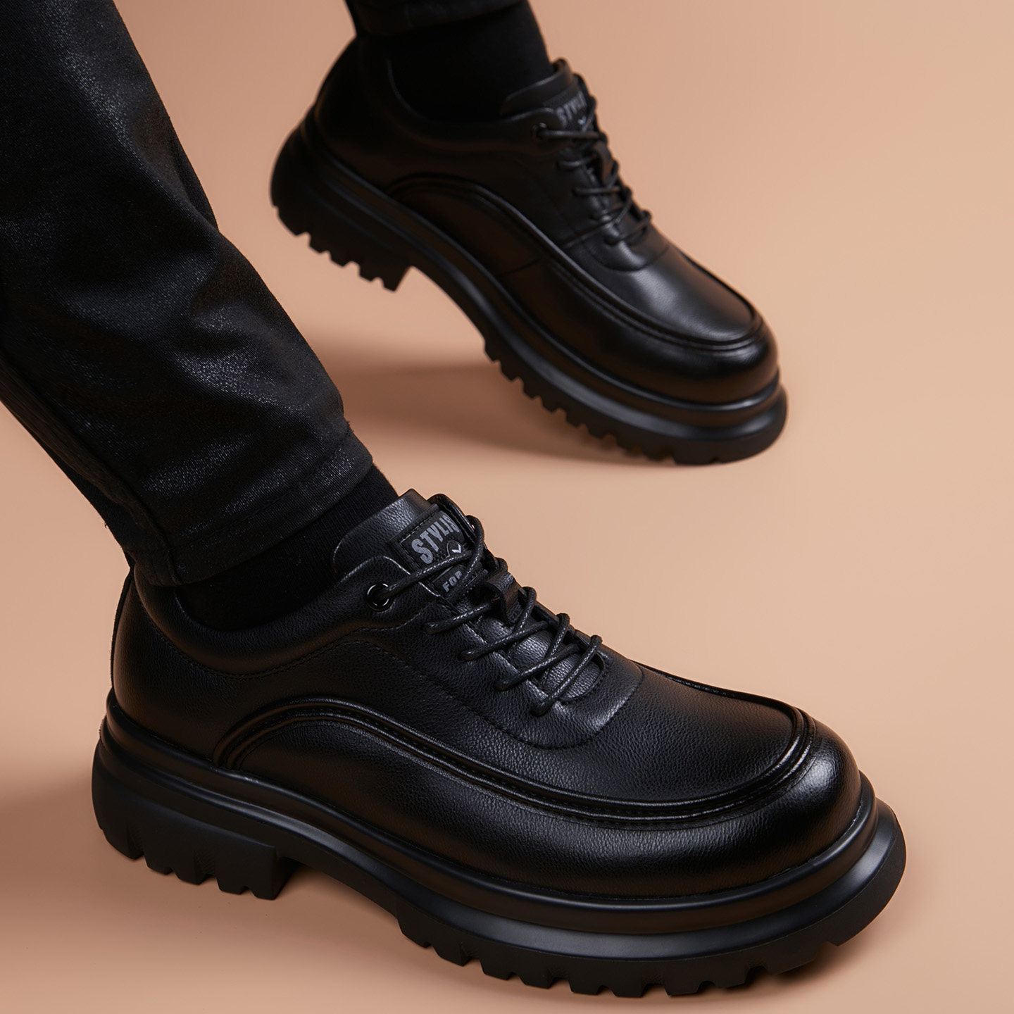 增高休闲皮鞋男真皮圆头年轻人男款皮鞋商务正装男士时尚百搭男鞋