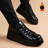 男真皮秋冬季 加绒棉鞋 高帮鞋 皮鞋 子英伦风皮靴休闲百搭内增高男鞋