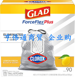 Glad Tall Kitchen Trash Bags ForceFlex Plus with Clorox 柠檬