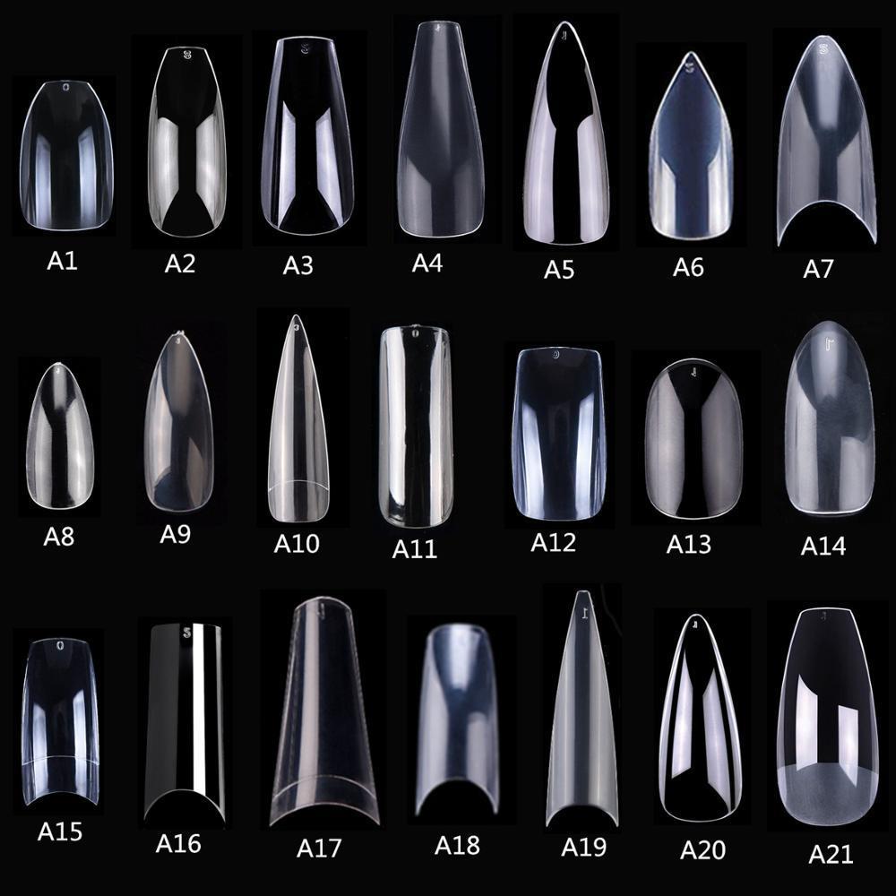 Makartt 500pcs Coffin Fake Nail Tips Clear Natural XXL Gel