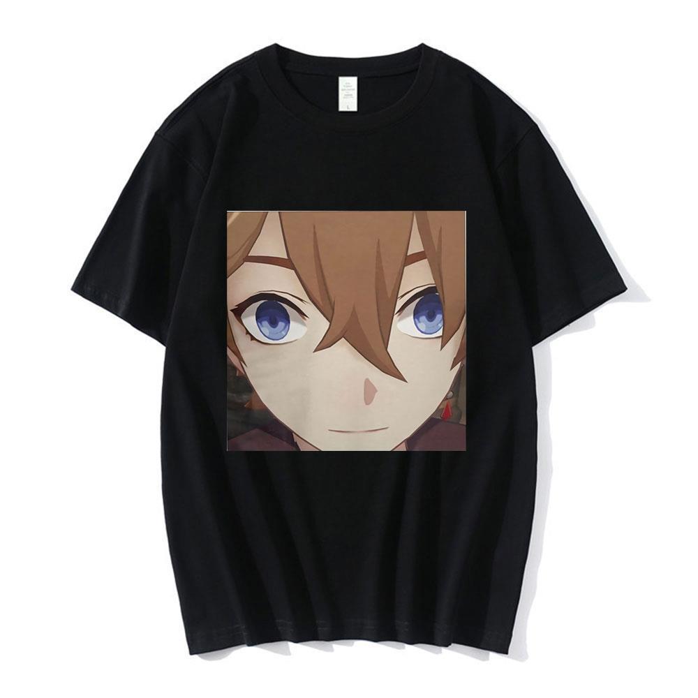 Anime Tartaglia Face Meme t shirt men Fashion Tee Short Slee