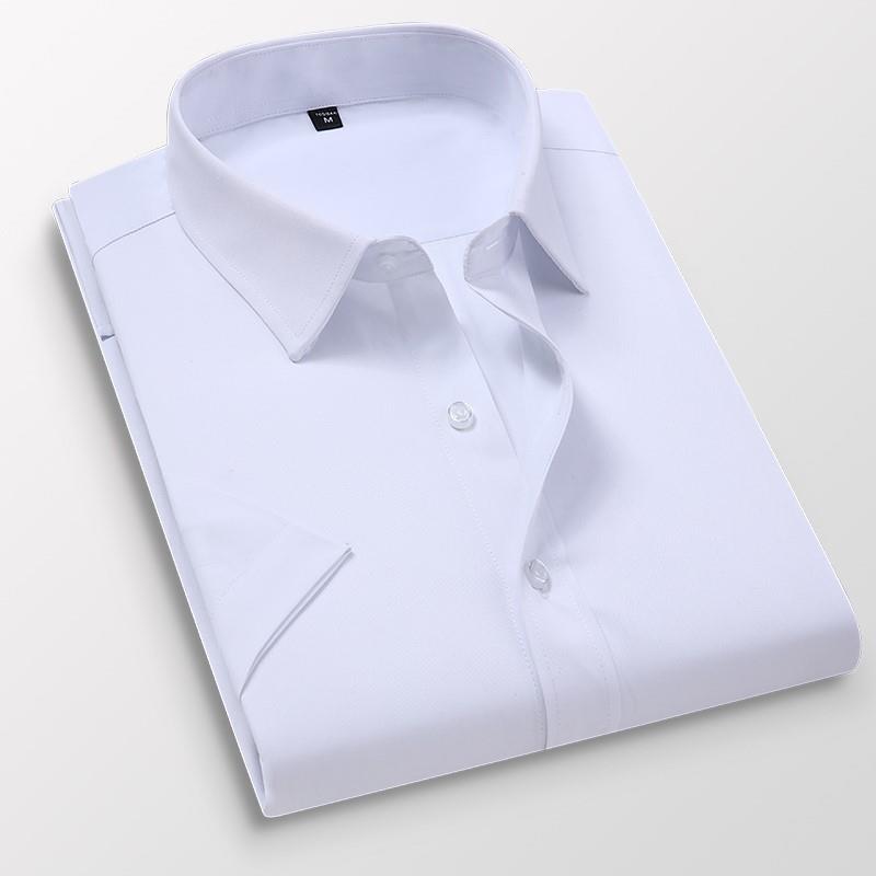 Man Dress Shirt White Button Up Shirt Men Short Sleeve Slim