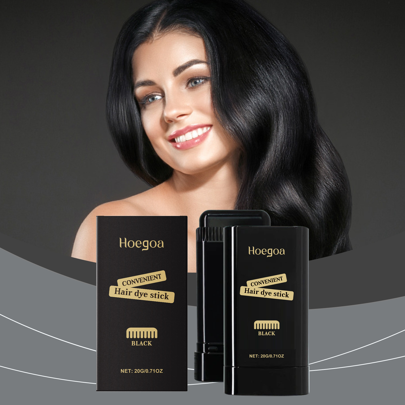 Black hair color stick, covering hair color, disposable touc