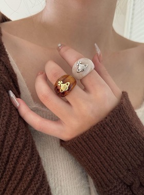 其他女树脂复古复古玳瑁色戒指