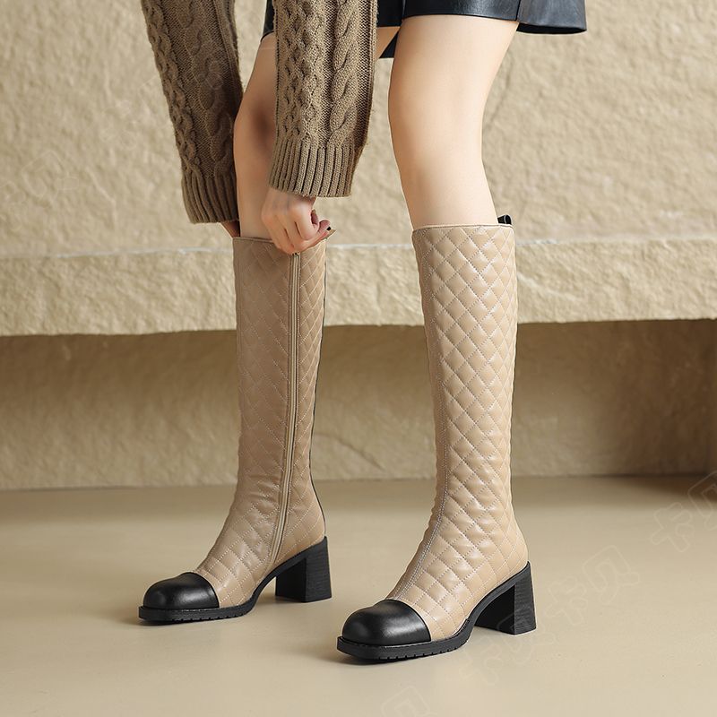 水染牛皮优雅贵气骑士靴