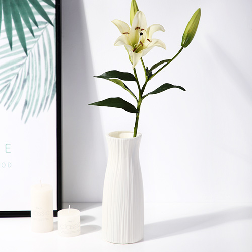 小干创意假花摆件现代装饰品北欧花白色简约家居客厅塑料插花花瓶