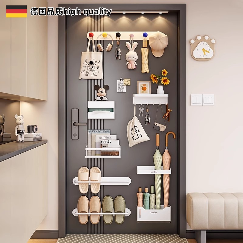 德国磁吸置物架壁挂入户门后玄关置物收纳钥匙挂钩拖鞋雨伞架磁铁
