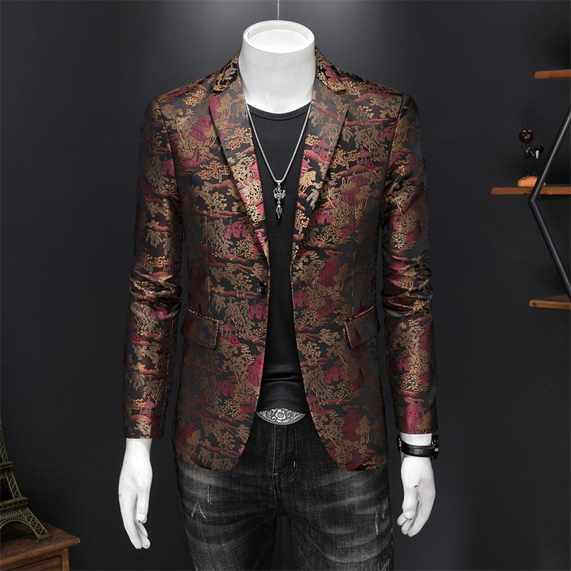 秋季男士高级感提花休闲西服