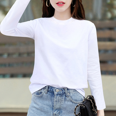 白色宽松长袖t恤女打底衫内搭